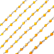 Carnelian Black Rhodium 925 Sterling Silver Wire Chain.